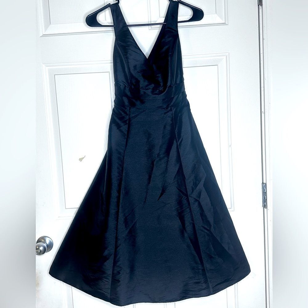 David’s Bridal black mid length dress women’s size 4.